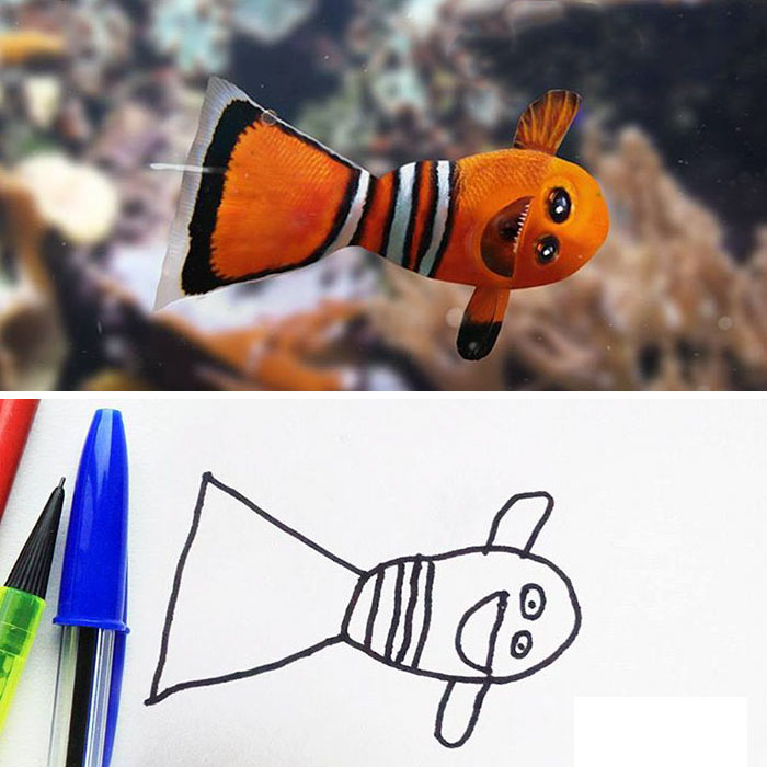 Bizarro e hilário: Photoshop transforma desenhos infantis em realidade